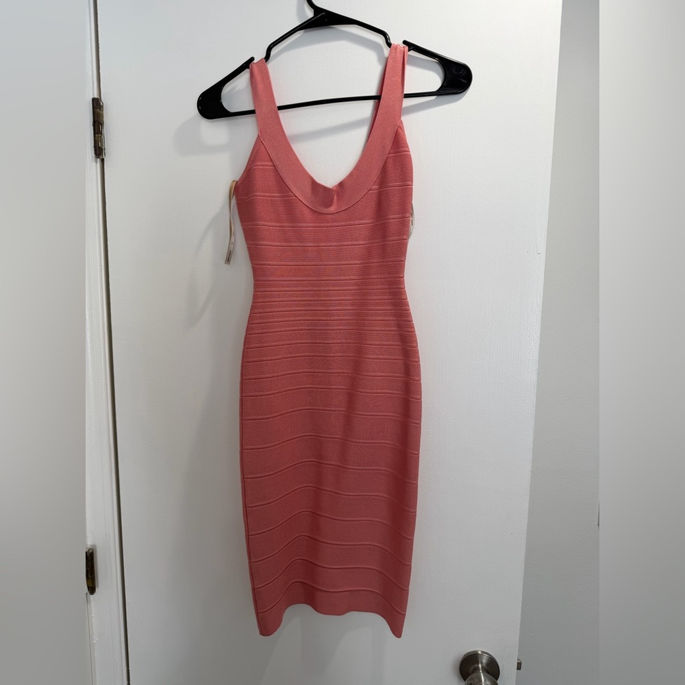 Herve Leger Coral Sleeveless Midi Dress